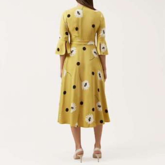 HOBBS JEANNE FLORAL SLEEVE DRESS, YELLOW/MULTI - Picture 3 of 9